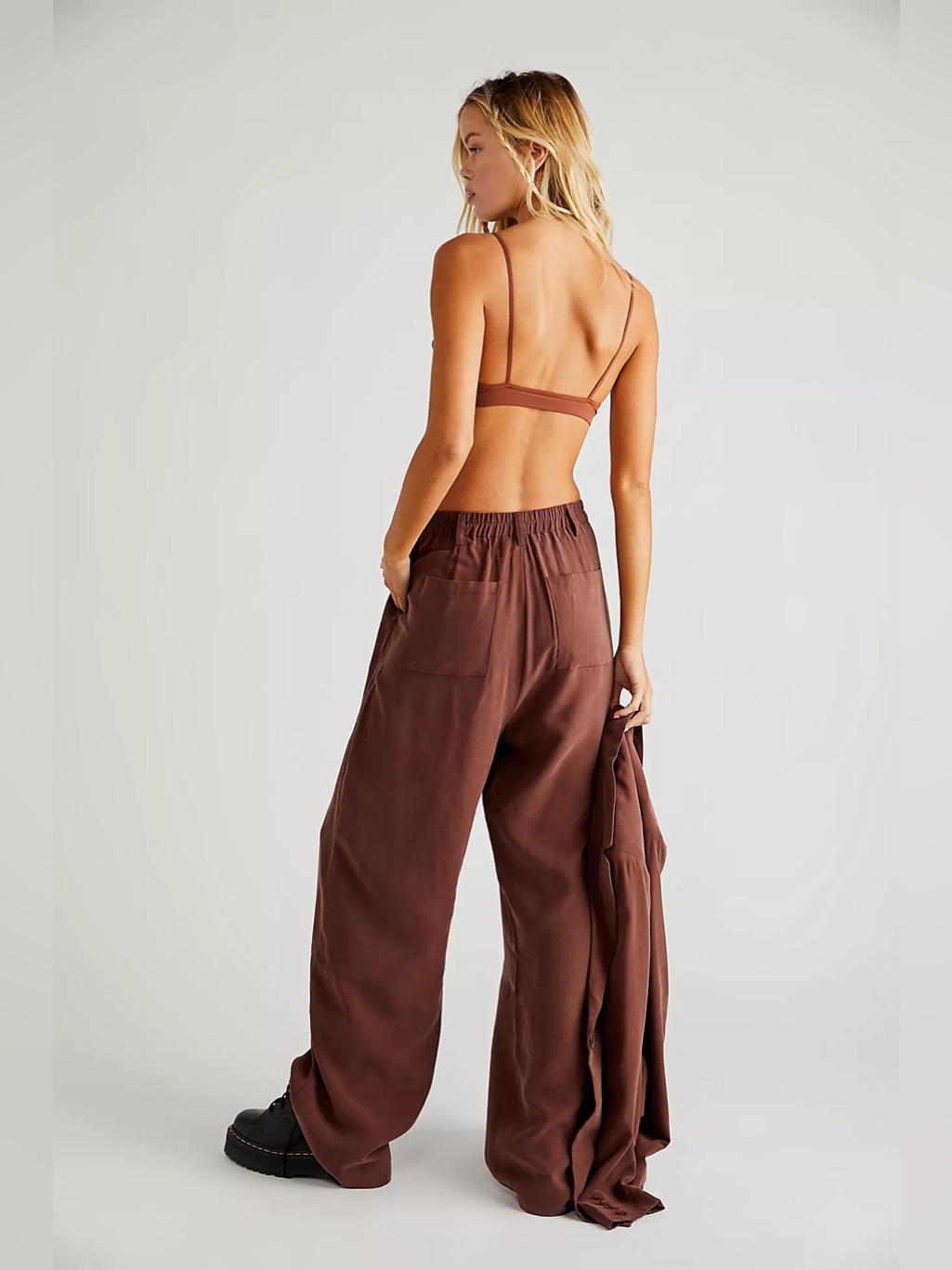 Weworewhat Wide-Leg Pants In Chocolate Brown